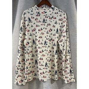 White Stag Christmas Turtleneck Womens Size 3XL  Tree Cabin Woods Holiday Cotton